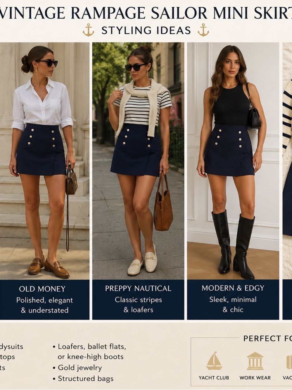 Vintage Rampage Navy Sailor Mini Skirt – Made in USA